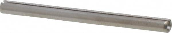 Made in USA - 3/32" Diam x 1-1/4" Long Slotted Spring Pin - Grade 420 Stainless Steel, Bright Finish - Benchmark Tooling