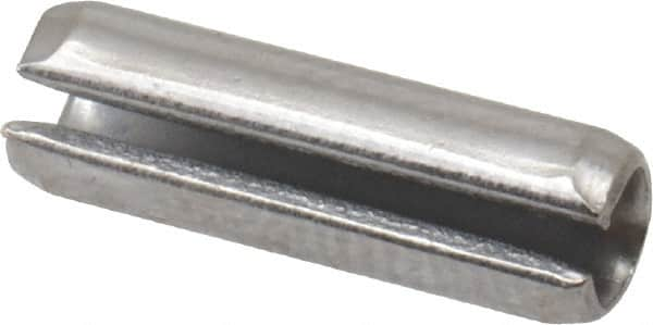 Made in USA - 5/32" Diam x 1/2" Long Slotted Spring Pin - Grade 420 Stainless Steel, Bright Finish - Benchmark Tooling