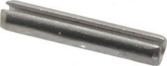 Made in USA - 3/16" Diam x 1" Long Slotted Spring Pin - Grade 420 Stainless Steel, Bright Finish - Benchmark Tooling