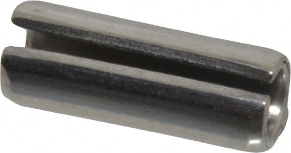 Made in USA - 3/8" Diam x 1" Long Slotted Spring Pin - Grade 420 Stainless Steel, Bright Finish - Benchmark Tooling