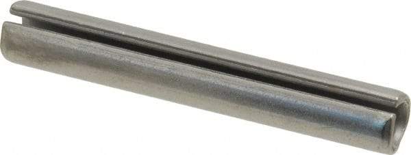 Made in USA - 3/8" Diam x 2-1/2" Long Slotted Spring Pin - Grade 420 Stainless Steel, Bright Finish - Benchmark Tooling