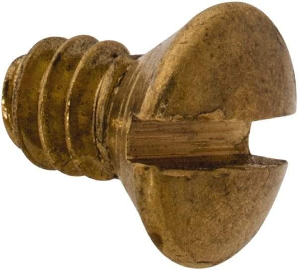 Value Collection - #6-32 UNC, 1/4" OAL Slotted Drive Machine Screw - Oval Head, Brass, Uncoated, Without Washer - Benchmark Tooling