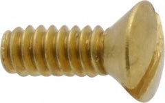 Value Collection - #6-32 UNC, 3/8" OAL Slotted Drive Machine Screw - Oval Head, Brass, Uncoated, Without Washer - Benchmark Tooling