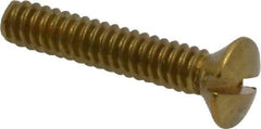 Made in USA - #6-32 UNC, 3/4" OAL Slotted Drive Machine Screw - Oval Head, Brass, Uncoated, Without Washer - Benchmark Tooling