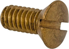 Value Collection - #8-32 UNC, 3/8" OAL Slotted Drive Machine Screw - Oval Head, Brass, Uncoated, Without Washer - Benchmark Tooling