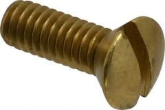 Value Collection - #8-32 UNC, 1/2" OAL Slotted Drive Machine Screw - Oval Head, Brass, Uncoated, Without Washer - Benchmark Tooling