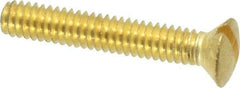 Value Collection - #8-32 UNC, 1" OAL Slotted Drive Machine Screw - Oval Head, Brass, Uncoated, Without Washer - Benchmark Tooling