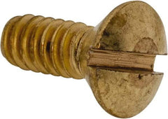 Value Collection - #10-24 UNC, 1/2" OAL Slotted Drive Machine Screw - Oval Head, Brass, Uncoated, Without Washer - Benchmark Tooling