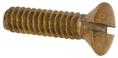 Value Collection - #10-24 UNC, 3/4" OAL Slotted Drive Machine Screw - Oval Head, Brass, Uncoated, Without Washer - Benchmark Tooling