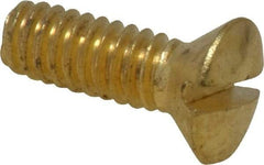 Value Collection - 1/4-20 UNC, 3/4" OAL Slotted Drive Machine Screw - Oval Head, Brass, Uncoated, Without Washer - Benchmark Tooling
