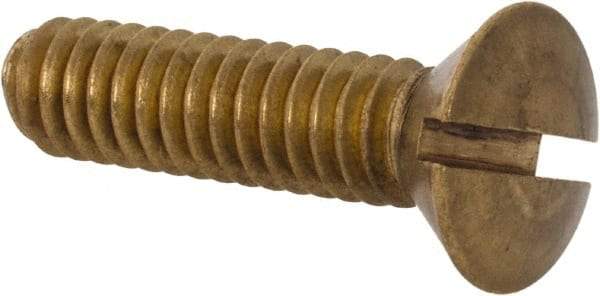Value Collection - 1/4-20 UNC, 1" OAL Slotted Drive Machine Screw - Oval Head, Brass, Uncoated, Without Washer - Benchmark Tooling