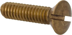 Value Collection - 1/4-20 UNC, 1" OAL Slotted Drive Machine Screw - Oval Head, Brass, Uncoated, Without Washer - Benchmark Tooling