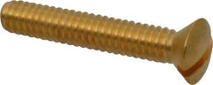 Value Collection - 1/4-20 UNC, 1-1/2" OAL Slotted Drive Machine Screw - Oval Head, Brass, Uncoated, Without Washer - Benchmark Tooling