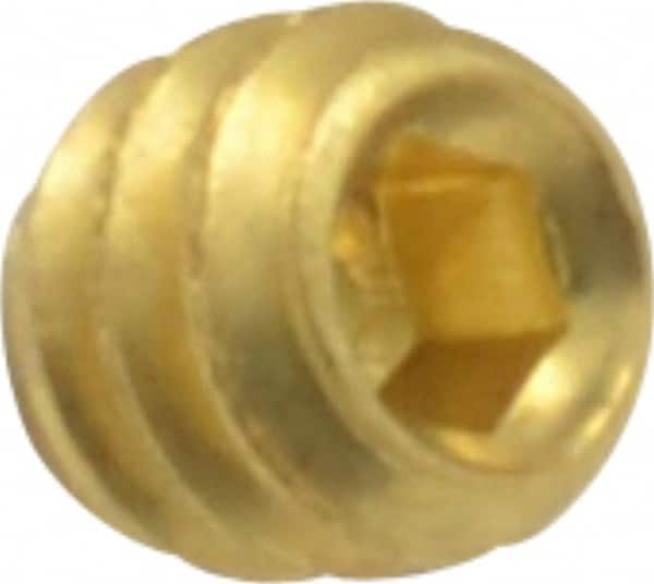 Value Collection - #6-32 UNC, 1/8" OAL, Cup Point Set Screw - Brass, 1/16" Key - Benchmark Tooling