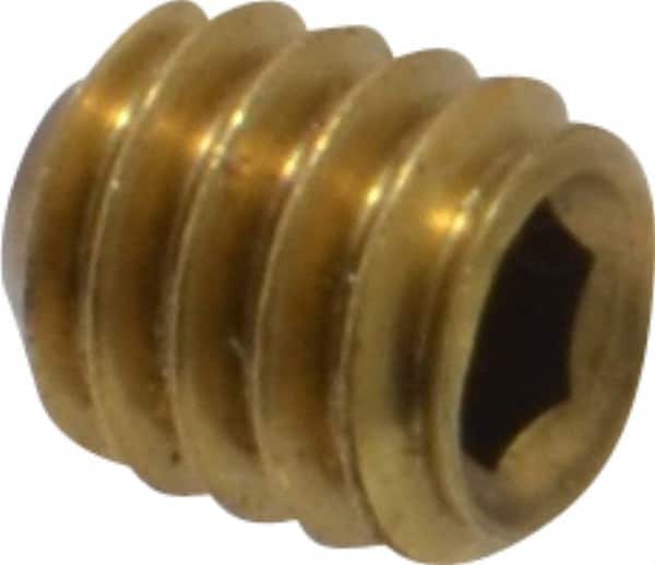 Value Collection - #8-32 UNC, 3/16" OAL, Cup Point Set Screw - Brass, 5/64" Key - Benchmark Tooling