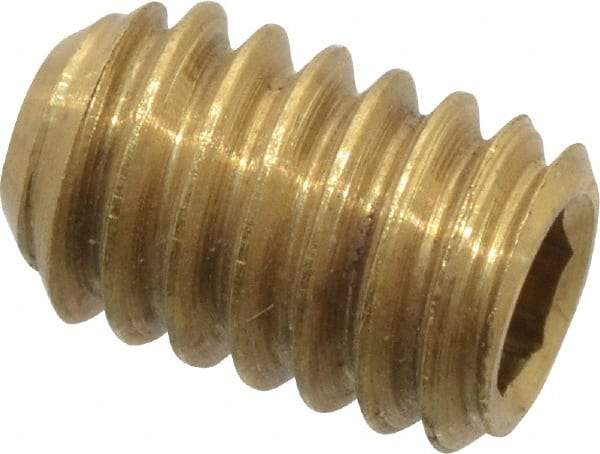 Value Collection - #8-32 UNC, 1/4" OAL, Cup Point Set Screw - Brass, 5/64" Key - Benchmark Tooling