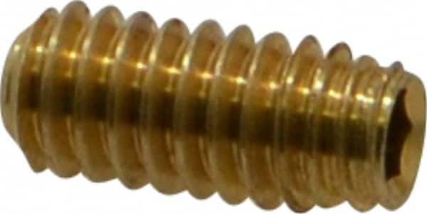Value Collection - #8-32 UNC, 3/8" OAL, Cup Point Set Screw - Brass, 5/64" Key - Benchmark Tooling