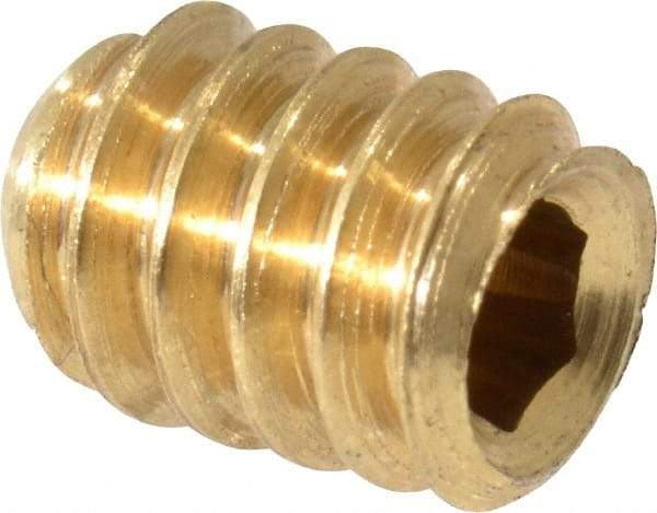 Value Collection - #10-24 UNC, 1/4" OAL, Cup Point Set Screw - Brass, 3/32" Key - Benchmark Tooling