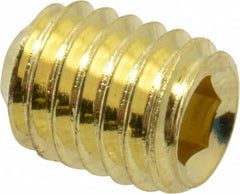Value Collection - #10-32 UNF, 1/4" OAL, Cup Point Set Screw - Brass, 3/32" Key - Benchmark Tooling