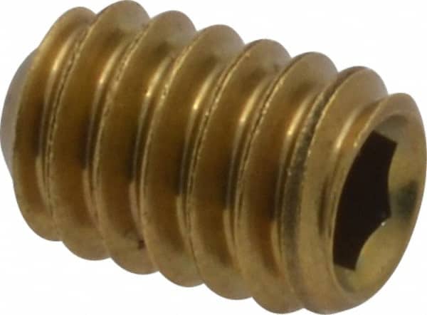 Value Collection - 1/4-20 UNC, 3/8" OAL, Cup Point Set Screw - Brass, 1/8" Key - Benchmark Tooling