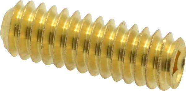 Value Collection - 1/4-20 UNC, 3/4" OAL, Cup Point Set Screw - Brass, 1/8" Key - Benchmark Tooling