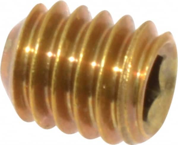 Value Collection - 5/16-18 UNC, 3/8" OAL, Cup Point Set Screw - Brass, 5/32" Key - Benchmark Tooling