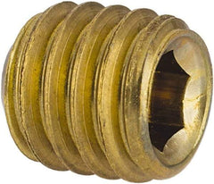 Value Collection - 3/8-16 UNC, 3/8" OAL, Cup Point Set Screw - Brass, 3/16" Key - Benchmark Tooling