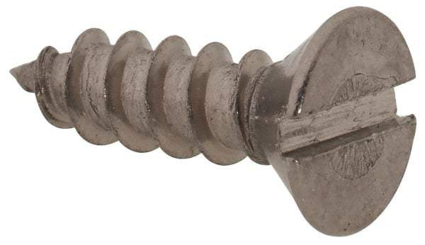 Value Collection - #6, 1/2" OAL, Slotted Drive, Flat Head Wood Screw - Stainless Steel, Grade 18-8 - Benchmark Tooling