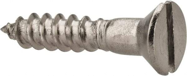 Value Collection - #6, 3/4" OAL, Slotted Drive, Flat Head Wood Screw - Stainless Steel, Grade 18-8 - Benchmark Tooling