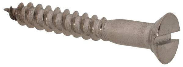 Value Collection - #6, 1" OAL, Slotted Drive, Flat Head Wood Screw - Stainless Steel, Grade 18-8 - Benchmark Tooling