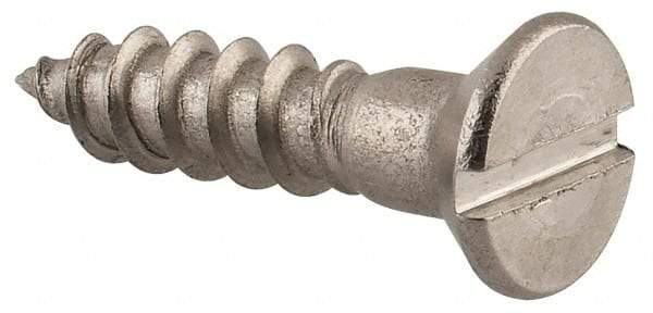 Value Collection - #8, 3/4" OAL, Slotted Drive, Flat Head Wood Screw - Stainless Steel, Grade 18-8 - Benchmark Tooling