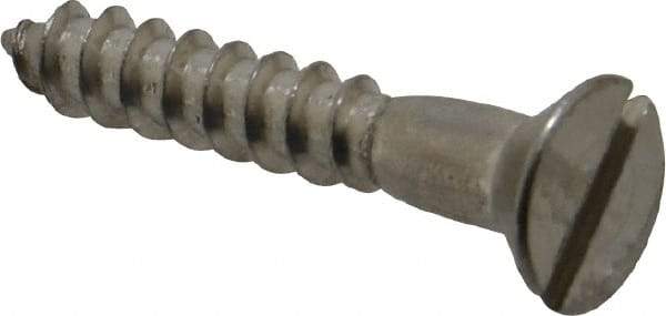 Value Collection - #8, 1" OAL, Slotted Drive, Flat Head Wood Screw - Stainless Steel, Grade 18-8 - Benchmark Tooling