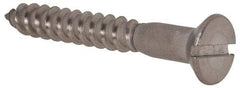 Value Collection - #10, 1-1/2" OAL, Slotted Drive, Flat Head Wood Screw - Stainless Steel, Grade 18-8 - Benchmark Tooling
