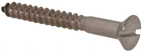 Value Collection - #10, 1-3/4" OAL, Slotted Drive, Flat Head Wood Screw - Stainless Steel, Grade 18-8 - Benchmark Tooling