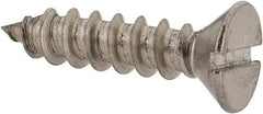 Value Collection - #12, 1" OAL, Slotted Drive, Flat Head Wood Screw - Stainless Steel, Grade 18-8 - Benchmark Tooling