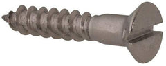 Value Collection - #12, 1-1/4" OAL, Slotted Drive, Flat Head Wood Screw - Stainless Steel, Grade 18-8 - Benchmark Tooling