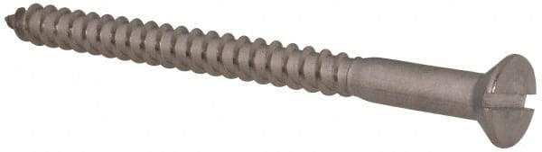 Value Collection - #12, 3" OAL, Slotted Drive, Flat Head Wood Screw - Stainless Steel, Grade 18-8 - Benchmark Tooling