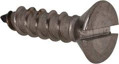 Value Collection - #14, 1" OAL, Slotted Drive, Flat Head Wood Screw - Stainless Steel, Grade 18-8 - Benchmark Tooling