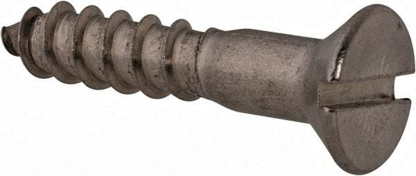 Value Collection - #14, 1-1/4" OAL, Slotted Drive, Flat Head Wood Screw - Stainless Steel, Grade 18-8 - Benchmark Tooling