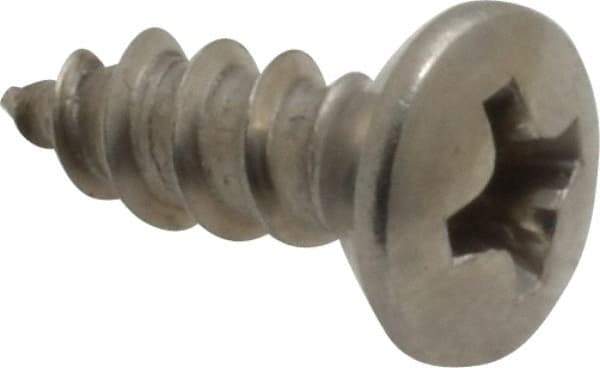Value Collection - #8 Oval Head Phillips Sheet Metal Screw - Stainless Steel, 1/2" OAL, Grade 18-8 - Benchmark Tooling
