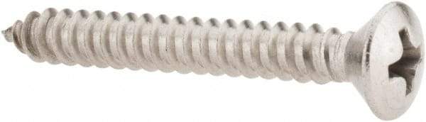 Value Collection - #10 Oval Head Phillips Sheet Metal Screw - Stainless Steel, 1-1/2" OAL, Grade 18-8 - Benchmark Tooling