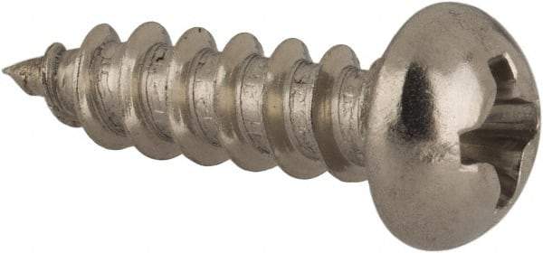 Value Collection - #6 Round Head Phillips Sheet Metal Screw - Stainless Steel, 1/2" Length Under Head, Grade 18-8 - Benchmark Tooling