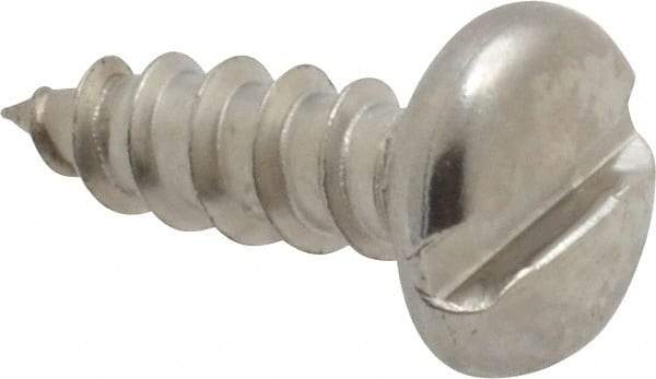 Value Collection - #8 Pan Head Slotted Sheet Metal Screw - Stainless Steel, 1/2" Length Under Head, Grade 18-8 - Benchmark Tooling