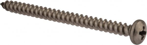 Value Collection - #10 Pan Head Phillips Sheet Metal Screw - Stainless Steel, 2-1/2" Length Under Head, Grade 18-8 - Benchmark Tooling
