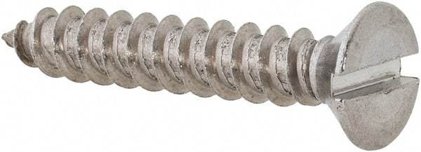 Value Collection - #14 Flat Head Slotted Sheet Metal Screw - Stainless Steel, 1-1/2" OAL, Grade 18-8 - Benchmark Tooling