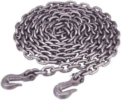 Campbell - 3/8" Welded Tie Down Chain - 6,600 Lb Capacity, Grade 70, 20' Long, Carbon Steel, Yellow Dichromate Zinc Finish - Benchmark Tooling