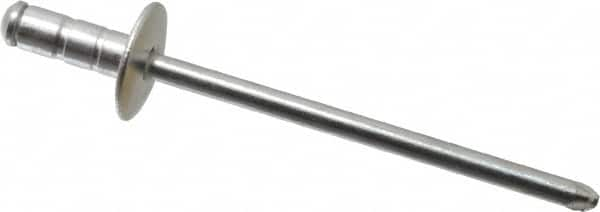 RivetKing - Size 41-43 Large Flange Dome Head Aluminum Multi Grip Blind Rivet - Steel Mandrel, 0.02" to 1/8" Grip, 3/8" Head Diam, 0.129" to 0.133" Hole Diam, 0.313" Length Under Head, 1/8" Body Diam - Benchmark Tooling