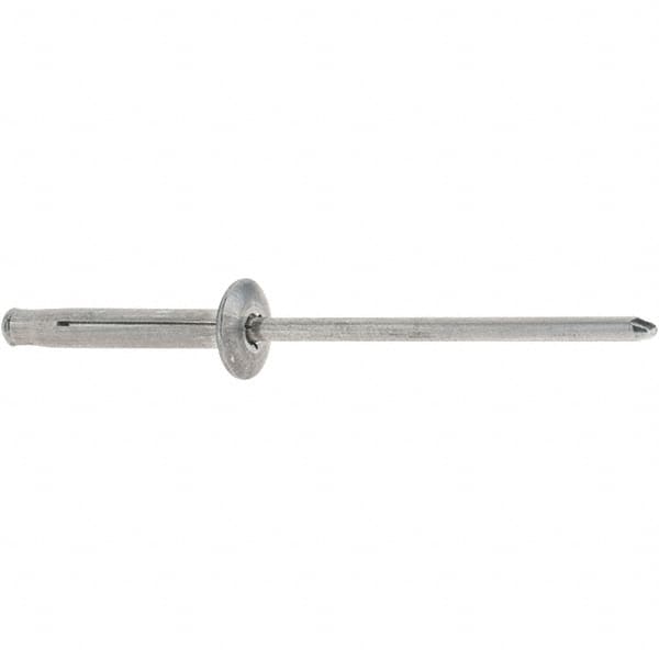 RivetKing - Dome Head Aluminum Plus Blind Rivet - Aluminum Mandrel, 1/8" to 3/8" Grip, 0.312" Head Diam, 0.129" to 0.143" Hole Diam, 0.975" Length Under Head, 1/8" Body Diam - Benchmark Tooling