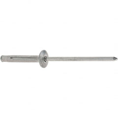 RivetKing - Dome Head Aluminum Plus Blind Rivet - Aluminum Mandrel, 1/8" to 3/8" Grip, 0.312" Head Diam, 0.129" to 0.143" Hole Diam, 0.975" Length Under Head, 1/8" Body Diam - Benchmark Tooling