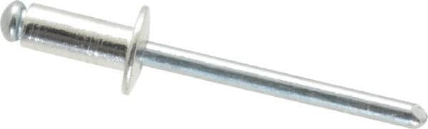 RivetKing - Size 64 Dome Head Aluminum Open End Blind Rivet - Steel Mandrel, 0.188" to 1/4" Grip, 3/8" Head Diam, 0.192" to 0.196" Hole Diam, 0.45" Length Under Head, 3/16" Body Diam - Benchmark Tooling